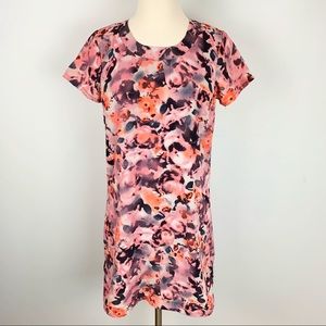 Japna Pink Short Sleeve Floral Dress, Small